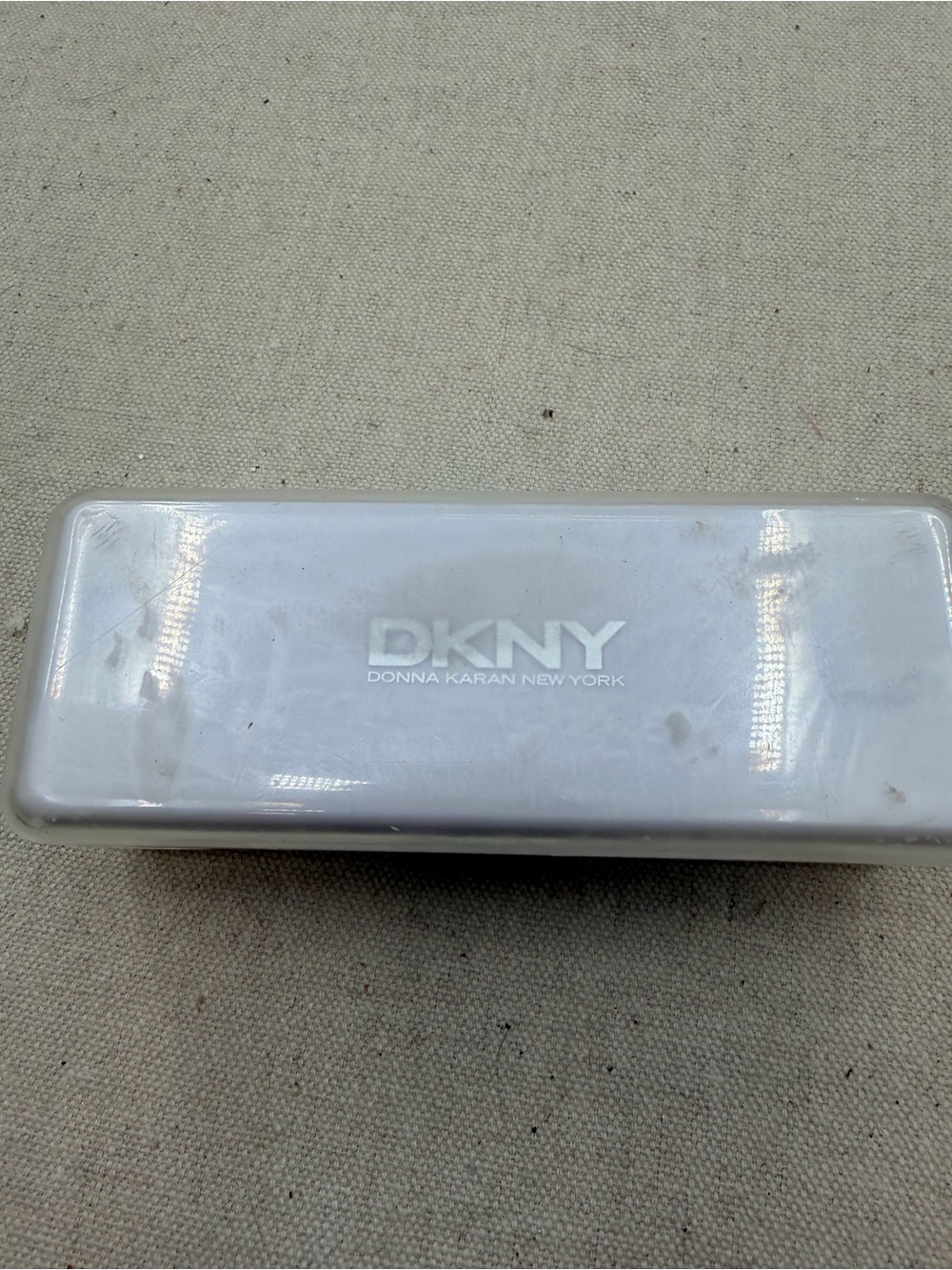 DKNY White Hard Shell Eyewear Case with Logo